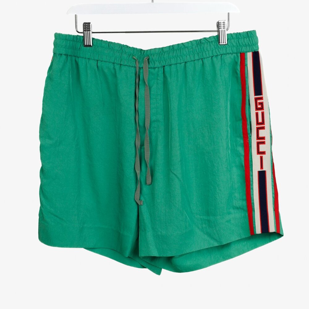 Gucci Green Logo Tape Shorts